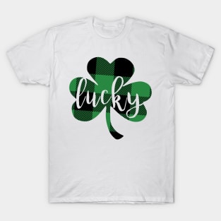 Green Buffalo Plaid Lucky Clover T-Shirt